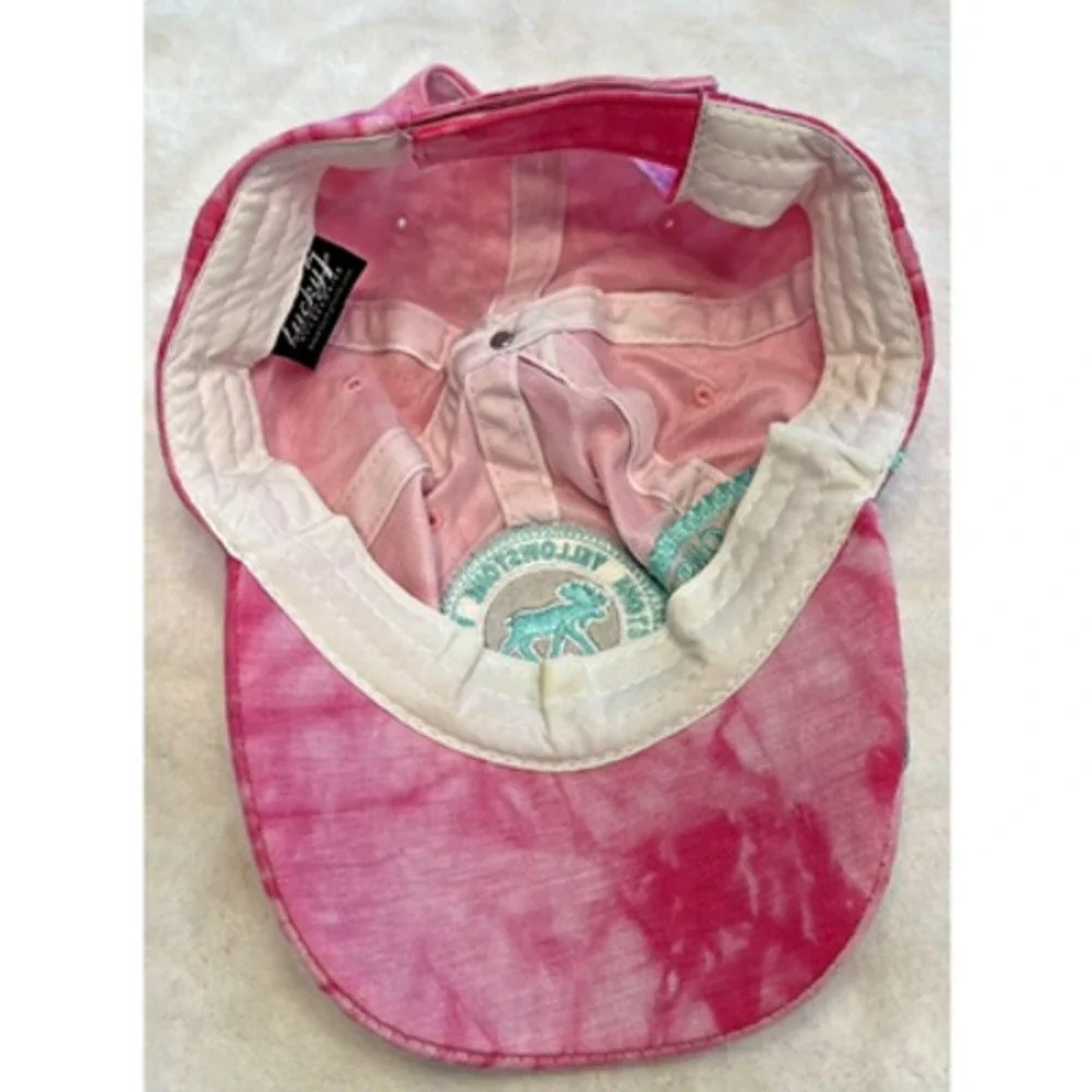 Vintage Y2K Yellowstone National Park Pink/Teal Tie Dye Hat Baseball Cap Adjusts